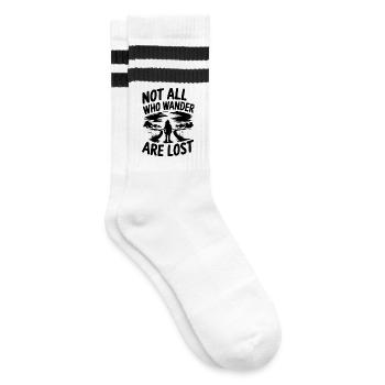 Nicht alle, die umherwandern, sind verloren - Gestreifte Tennissocken - Weiß/Schwarz - Rechts