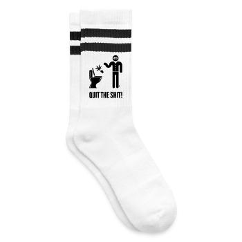 Quit The Shit! (Cannabis / Marijuana / Hemp / B) - Striped tennis socks - white/black - Right