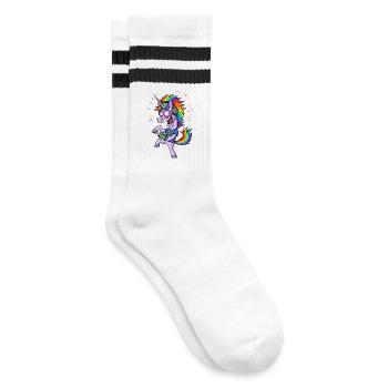 Rainbow Unicorn Gaming Level Up Gamer - Striped tennis socks - white/black - Right