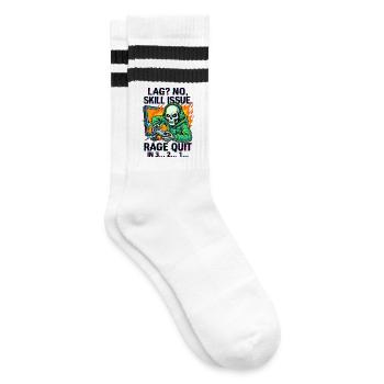 Lag? No, Skill Issue. - Gestreifte Tennissocken - Weiß/Schwarz - Rechts