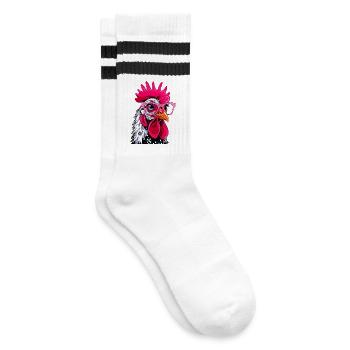 Chicken - Striped tennis socks - white/black - Right