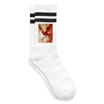Der Phönix erhebt sich: Himmlischer Glanz - Gestreifte Tennissocken - Weiß/Schwarz - Rechts