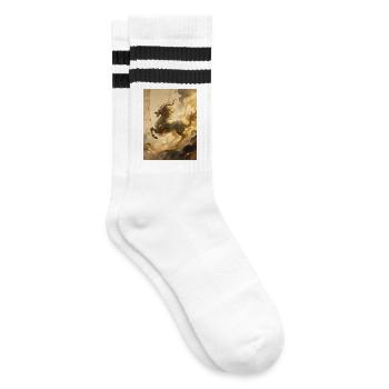 Jade Dawn: Qilin – Sacred Omen - Striped tennis socks - white/black - Right