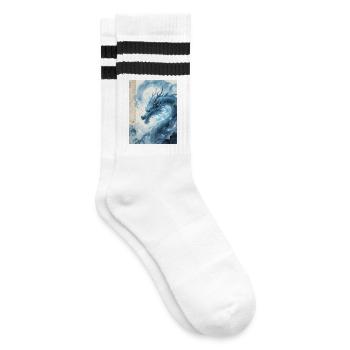 The Master of Floods: Blue Dragon – Whirlwind - Striped tennis socks - white/black - Right