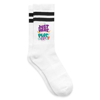 Just Here For The Plot - Striped tennis socks - white/black - Right