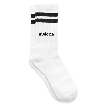 WICCA Hashtag Pagan - Striped tennis socks - white/black - Right