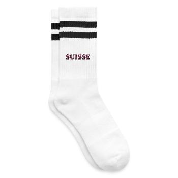 SWITZERLAND. COUNTRY - Striped tennis socks - white/black - Right