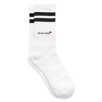 GERADE VERHEIRATET. Junggesellinnenabschied. VALENTINSTAG. PAAR - Gestreifte Tennissocken - Weiß/Schwarz - Rechts