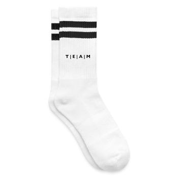 TEAM mit Streifen - Gestreifte Tennissocken - Weiß/Schwarz - Rechts