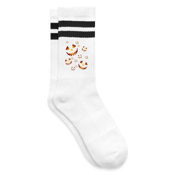 Pumpkins in the dark - Gestreifte Tennissocken - Weiß/Schwarz - Rechts
