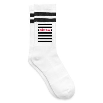 Bräutigam - Streifen Junggesellenabschied - Gestreifte Tennissocken - Weiß/Schwarz - Rechts