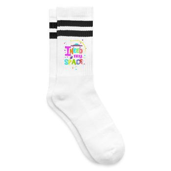 Ich brauche meinen Platz - Gestreifte Tennissocken - Weiß/Schwarz - Rechts