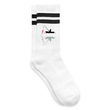 angler angeln fischen - Gestreifte Tennissocken - Weiß/Schwarz - Rechts