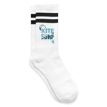 KITE SURF 3 - Striped tennis socks - white/black - Right