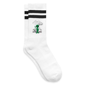 Servus Alien ART - Gestreifte Tennissocken - Weiß/Schwarz - Rechts