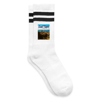 Saint Tropez Küstenflair Côte d'Azur - Gestreifte Tennissocken - Weiß/Schwarz - Rechts