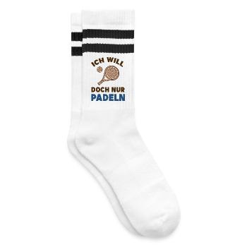 Freizeit Schläger Bälle Statement Padel Spieler - Gestreifte Tennissocken - Weiß/Schwarz - Rechts