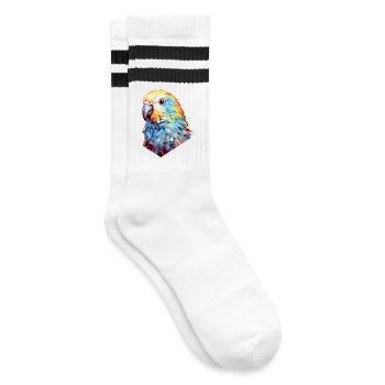 Wellensittich Polygon Vogel Wellensittiche - Gestreifte Tennissocken - Weiß/Schwarz - Rechts
