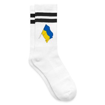Flagge Ukraine - Gestreifte Tennissocken - Weiß/Schwarz - Rechts