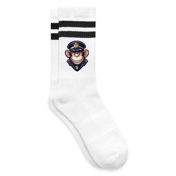 Monkey Policewoman - Striped tennis socks - white/black - Right