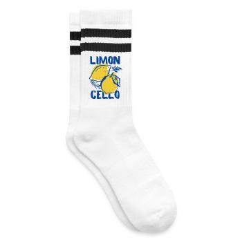 Limoncello - Striped tennis socks - white/black - Right