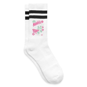 Manifest Like It's Already Yours - Gestreifte Tennissocken - Weiß/Schwarz - Rechts