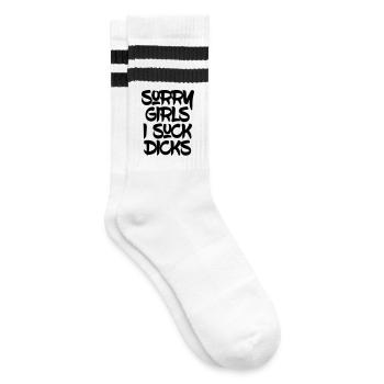 Sorry Girls, ich lutsche Schwänze - Gestreifte Tennissocken - Weiß/Schwarz - Rechts