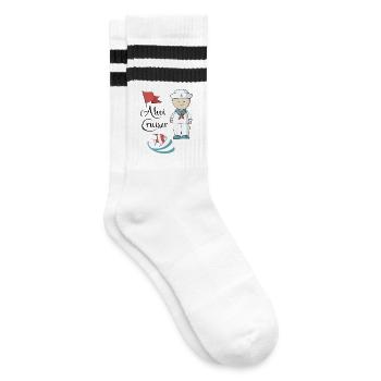 Maritim - Gestreifte Tennissocken - Weiß/Schwarz - Rechts