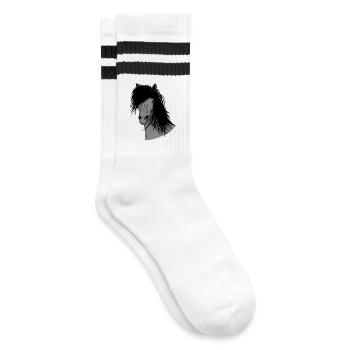 Isländer Portrait - Gestreifte Tennissocken - Weiß/Schwarz - Rechts