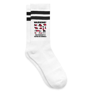 Warning this product is tested on animals 3Clr - Striped tennis socks - white/black - Right