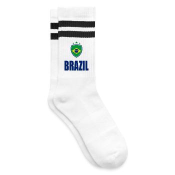 BRAZIL FOOTBALL SPORTS - Striped tennis socks - white/black - Right