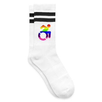 Rollstuhl LGBTQ-Symbol für Männer # - Gestreifte Tennissocken - Weiß/Schwarz - Rechts