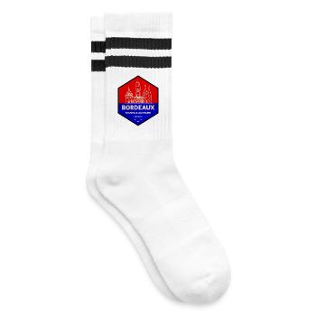 Bordeaux Wappen Rot Blau - Gestreifte Tennissocken - Weiß/Schwarz - Rechts