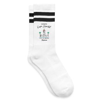 Morocco, Cape Spartel Lighthouse, Gibraltar - Striped tennis socks - white/black - Right