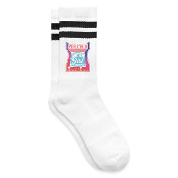 Oui, je suis une fille de joueur Essayez de suivre, Gaming Funny - Chaussettes de tennis - blanc/noir - Droite