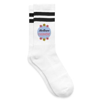 OMA - Gestreifte Tennissocken - Weiß/Schwarz - Rechts