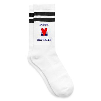HAPPY RETIREMENT - Striped tennis socks - white/black - Right