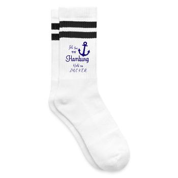 Hamburg - Gestreifte Tennissocken - Weiß/Schwarz - Rechts