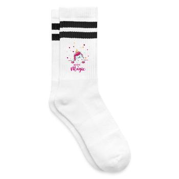 Einhorn Magie - Gestreifte Tennissocken - Weiß/Schwarz - Rechts