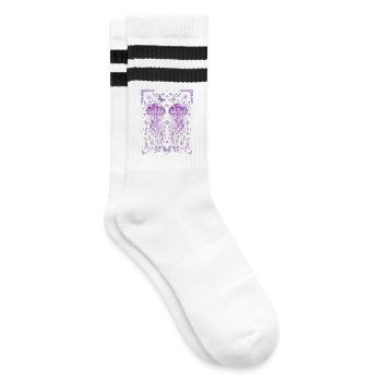 Y2K Jellyfish Aesthetic Ocean Graphic - Striped tennis socks - white/black - Right