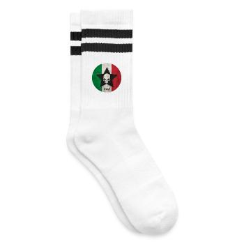 Italien Stern mit Totenkopf im Retro Geschenk - Gestreifte Tennissocken - Weiß/Schwarz - Rechts
