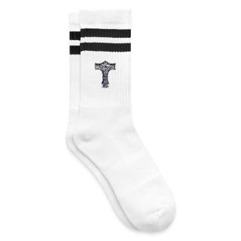 Thors Kreuz - Gestreifte Tennissocken - Weiß/Schwarz - Rechts
