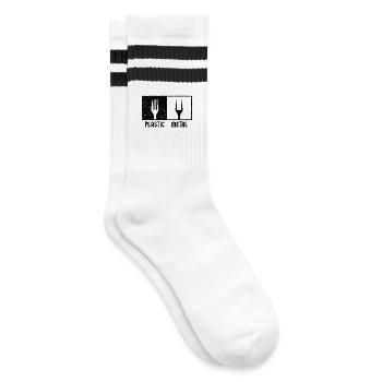 Plastic Metal Music Pommesgabel Festival Rock Fans - Gestreifte Tennissocken - Weiß/Schwarz - Rechts