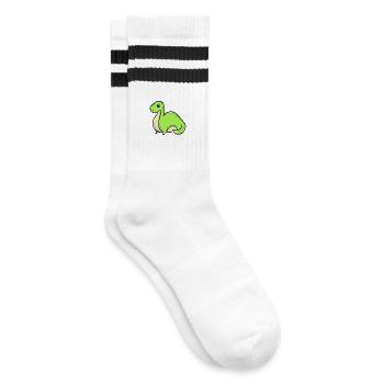 Dinosaurier - Gestreifte Tennissocken - Weiß/Schwarz - Rechts