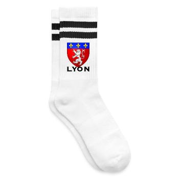 Lyon France - Striped tennis socks - white/black - Right