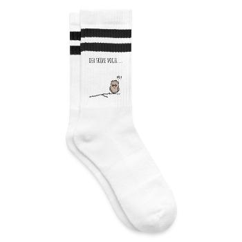Der fruehe Vogel schwarz - Gestreifte Tennissocken - Weiß/Schwarz - Rechts
