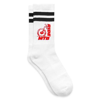 Ride MTB, fahre mehr Mountainbike - Gestreifte Tennissocken - Weiß/Schwarz - Rechts