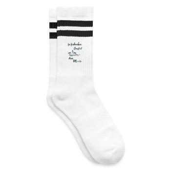 In Gedanken Barfuß am Meer - Gestreifte Tennissocken - Weiß/Schwarz - Rechts