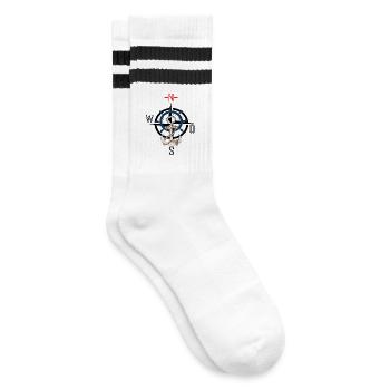 Kompass Anker und Steuerrad - Gestreifte Tennissocken - Weiß/Schwarz - Rechts