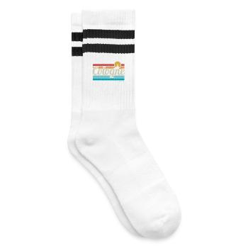 Cologne Köln Retro Vintage Surfer Kölner Karneval - Gestreifte Tennissocken - Weiß/Schwarz - Rechts